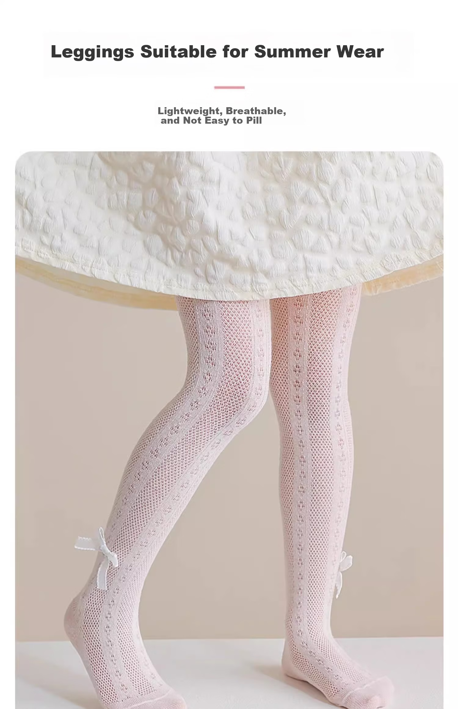Langsha Girls' Spring Summer Thin White Mesh Breathable Anti-Mosquito Tights Pantyhose 3