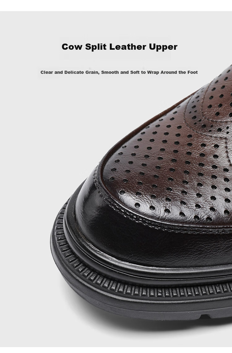 G.N.Shi Jia Men's Leather Shoes, Summer Hollow Breathable Brogue Carved Shoes, British Retro Business Formal Shoes for Me 20