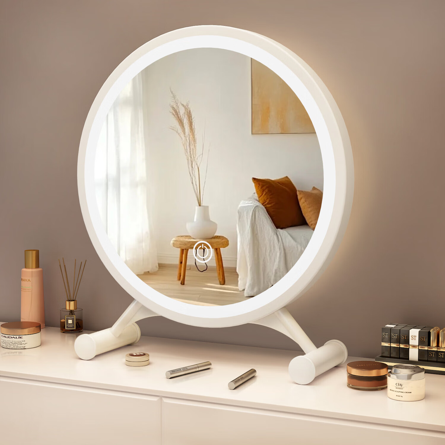 Anerya Makeup Mirror with Light, Desktop Vanity Mirror for Girls' Bedroom, Dressing Table Mirror, Student Dormitory Desktop Mirror, Instagram Style