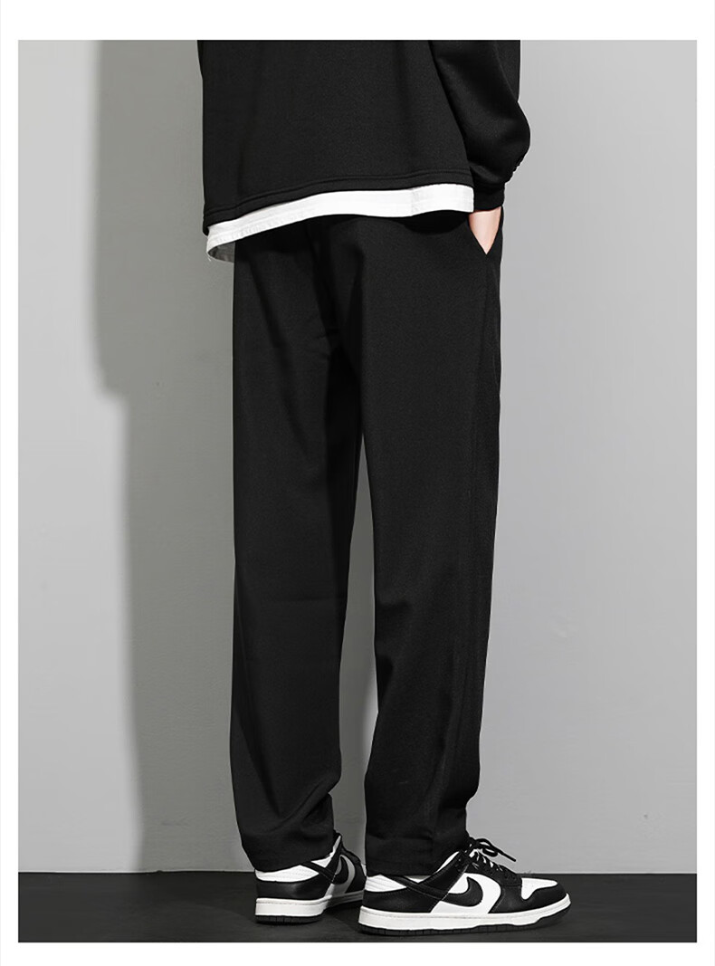 JEEP SPIRIT Men's Sweatpants, Spring And Autumn Versatile Fashionable Pants, Loose Comfortable Straight-Leg Casual Pants for Men, Black XL 9
