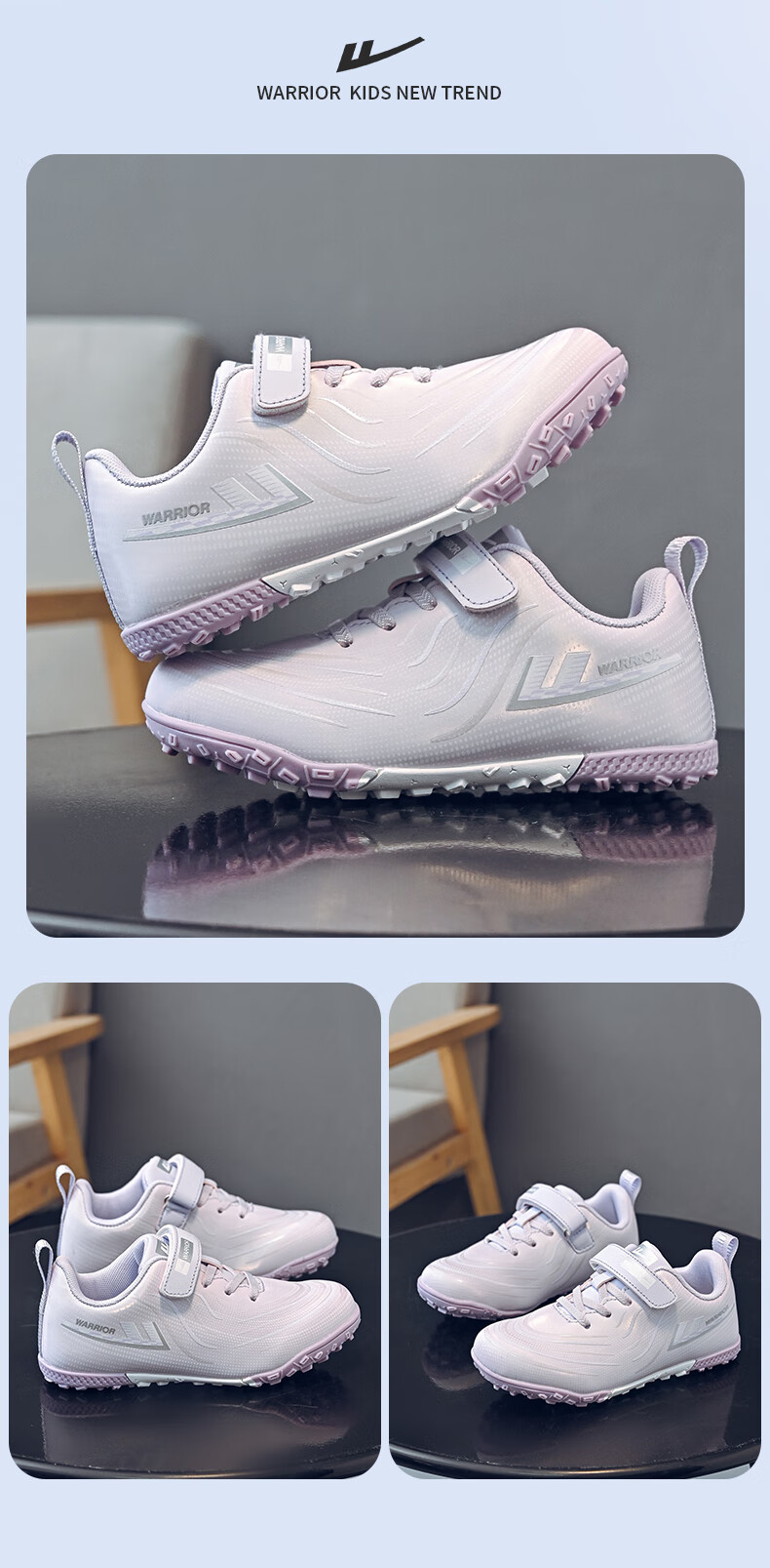 Warrior Kids Soccer Shoes Boys and Girls Primary and Secondary School TF Turf Training Shoes WZ-B950T Purple Size 35 6