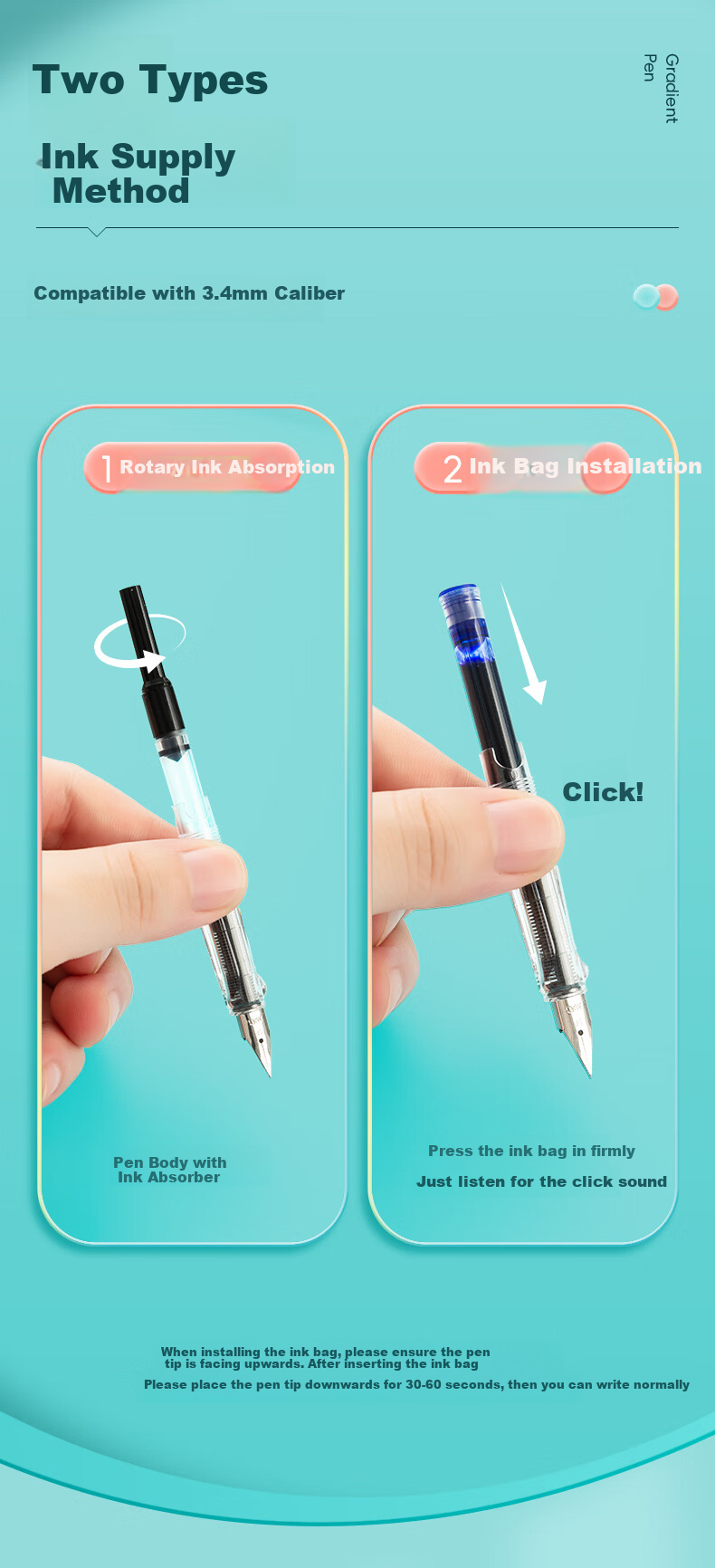 M&G Stationery EF Pointed Student Posture-Correcting Writing Pen Set with Skin-Friendly Replaceable Ink Cartridges (Pen *1 + 3.4mm Diameter Ink Cartridges *4), Gradient Pink Barrel HAFP2430 Preschool to Elementary Transitio 9