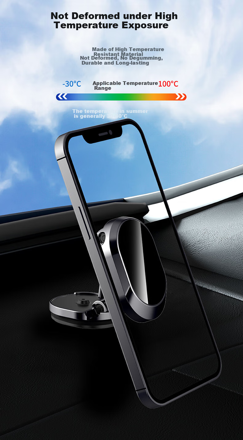 Dijialun Foldable Magnetic Car Phone Holder, Base 360° Rotation, Adjustable Height, Car Accessories Decoration for Tesla, BMW, Mercedes-Benz, Audi, Volkswagen, Toyota, Metal Black 3