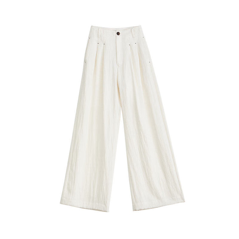 FAESSLIN Urban Old Money Style White Linen Summer Slim Wide-Leg Casual Pants for Women