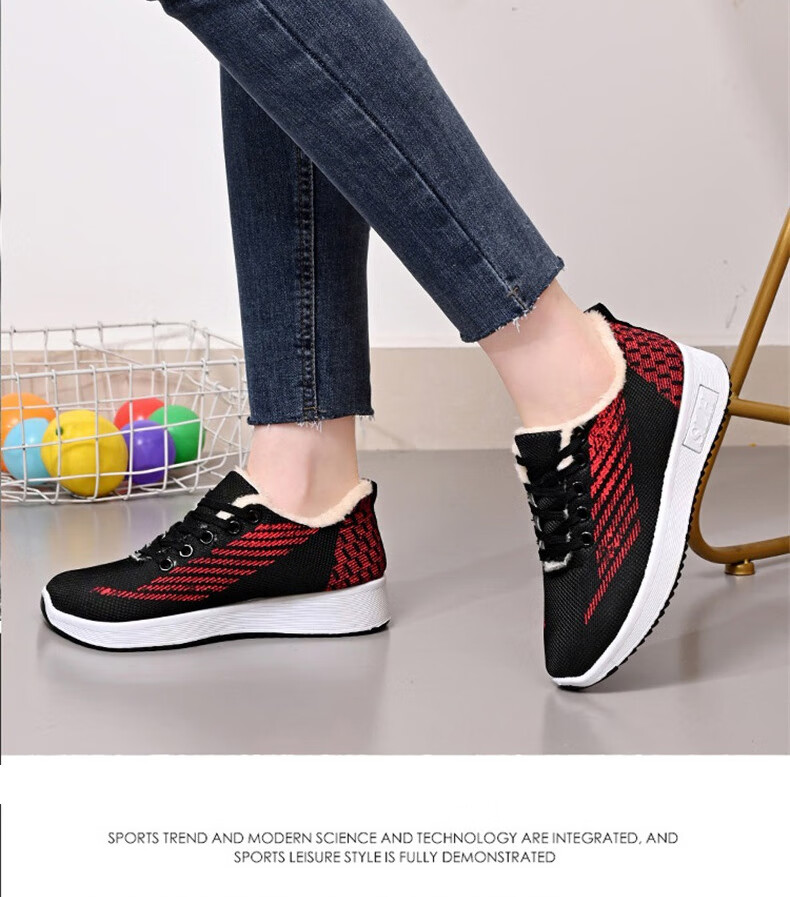 FOOTOPPO Women's Sports Cotton Shoes Elderly Winter Warm Plush Casual Shoes for Moms 8