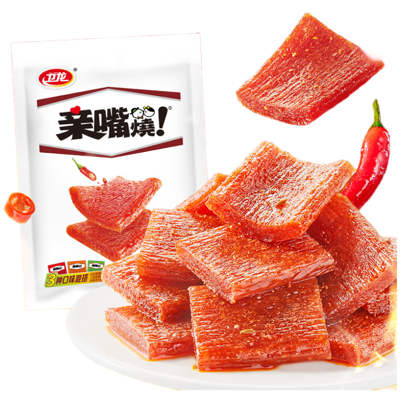 卫龙 亲嘴烧 辣条520g 豆干小零食 怀旧休闲零食 办公室夜宵 解馋零食