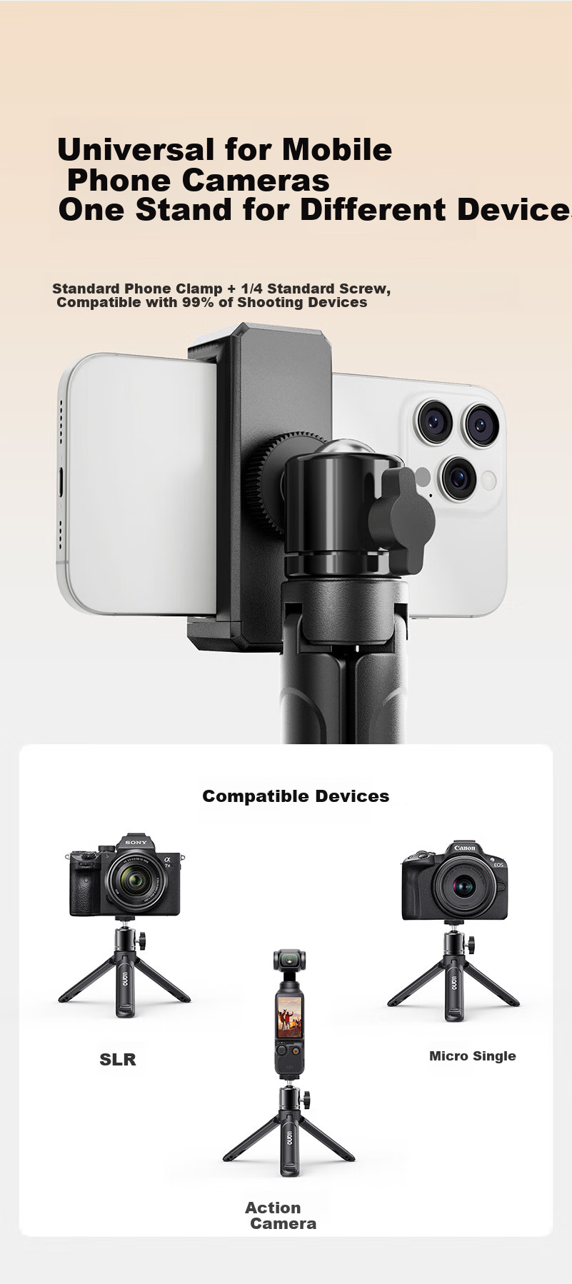 Llano Desktop Camera Tripod Mini Handheld Selfie Stick Compatible with Sony Nikon Fuji Canon DSLR Mirrorless DJI Pocket 4/4/3/Insta360 Luna Portable Stand 10