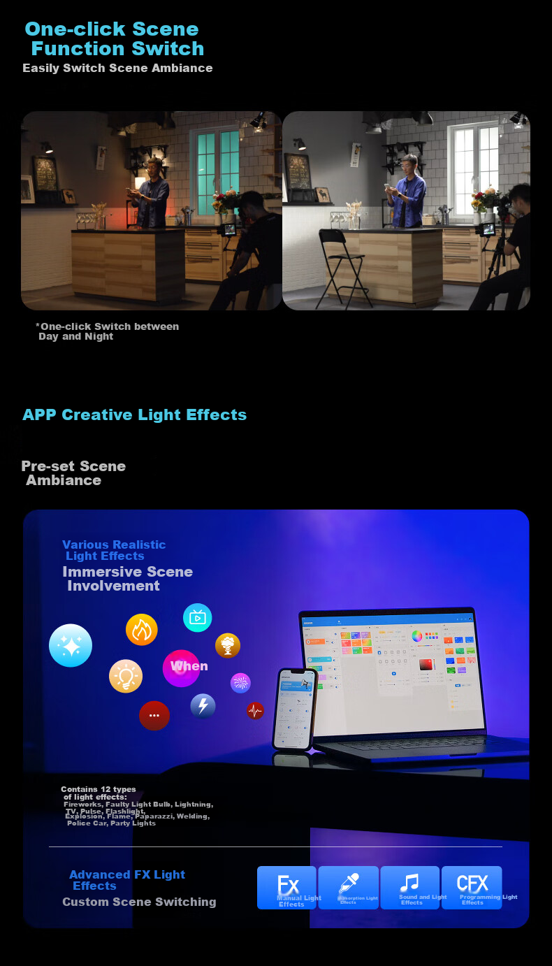 Aputure Pano 60c, Live Streaming Fill Light, Photography Light, 60W Outdoor Portable Handheld Full-Color Panel Light 8