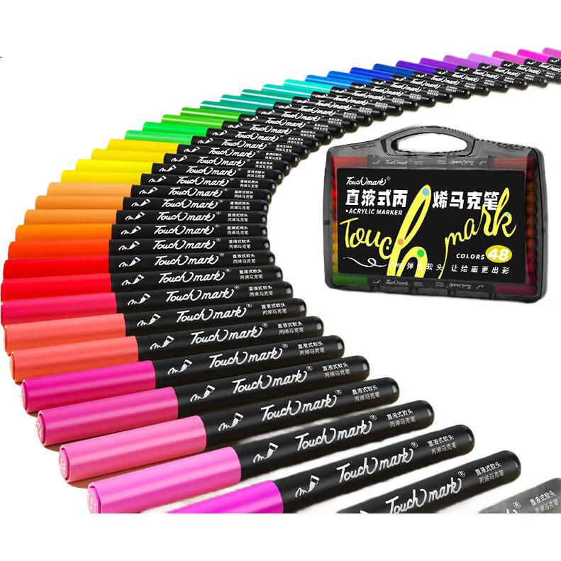 Маркеры Touch Mark 80 цветов, акриловые, мягкий наконечник, черный ящик, непросвечивающие, штабелируемые, смываемые, для рисования, студенческие подарки