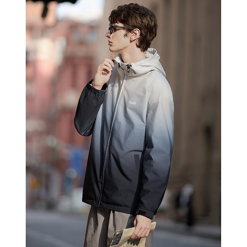 Tangshi 2025 Autumn Men's Hooded Gradient Short Jacket