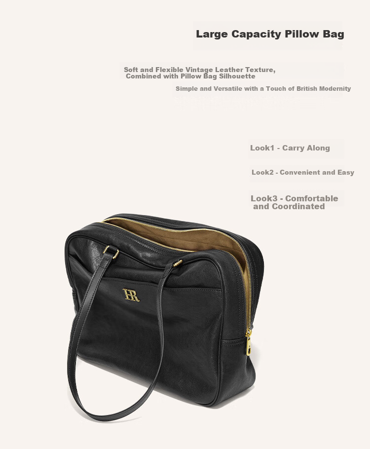 HR Handbag, Women's Bag, Vegetable Tanned Leather, Ladies' Underarm Bag, Light Luxury High-End Shoulder Commuter Bag, Women's Birthday Gift 8