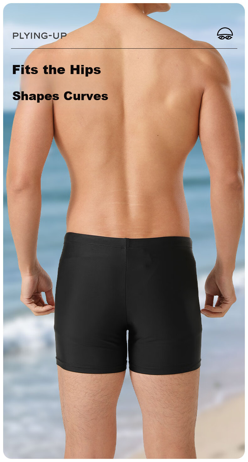 ANTA Men's Swim Trunks Swimming Set with Nearsighted Swimming Goggles And Swim Cap, Flat-Angle Swim Shorts Three-Piece Set Men's Sports Equipment Black 3XL 3