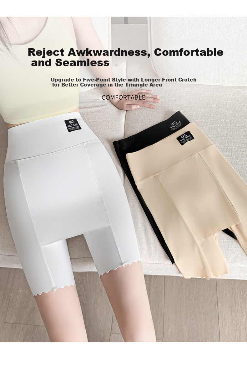 LangSha Safety Shorts, Anti-Exposure Seamless Layered Coverage, Thin with Cotton Crotch, Knee-Length Undershorts for Wome 3