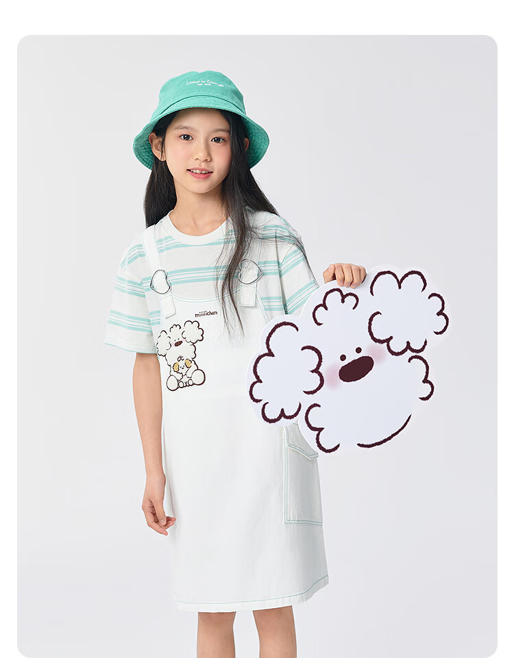 BALABALA Harry Potter Collection Girls' Summer Denim Suspender Dress with Faux Two-Piece Design 14