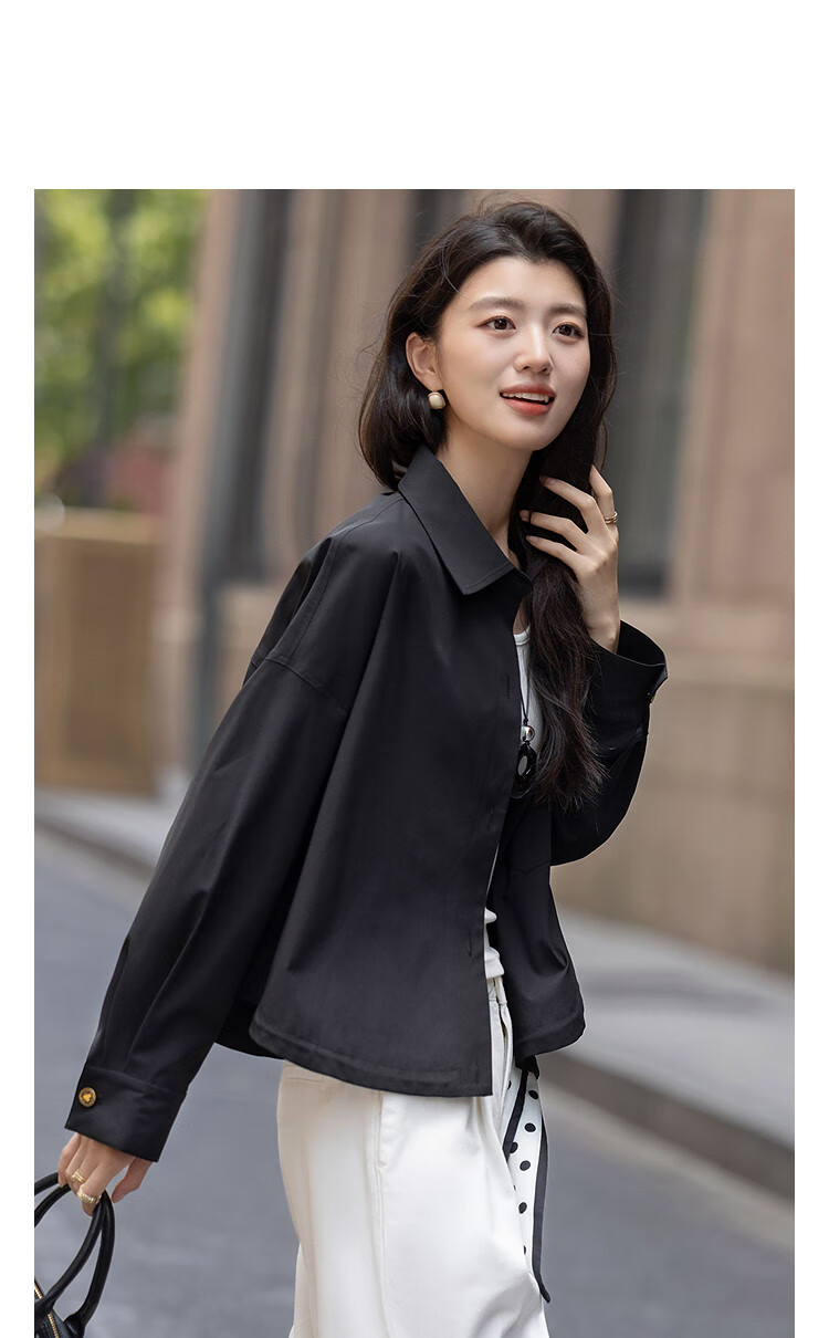 Demana [Black Technology Three-Proof] Autumn Jacquard Nordic Cotton Lightweight Outdoor Lapel Ruffled Hem Drawstring Women's Jacket 11
