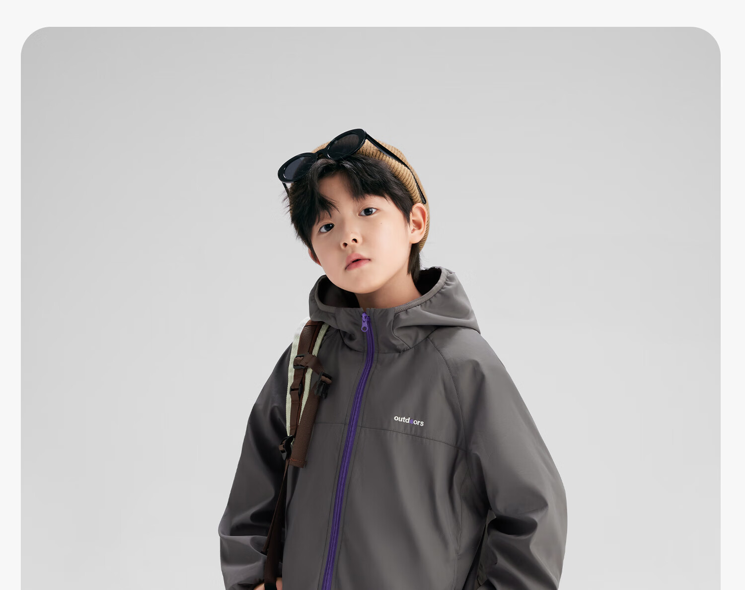 Zuoxi Boys' Fleece-Lined Jacket, 2026 New Children's Softshell Outerwear, Fleece Integrated Top, Gray, Size 160 45