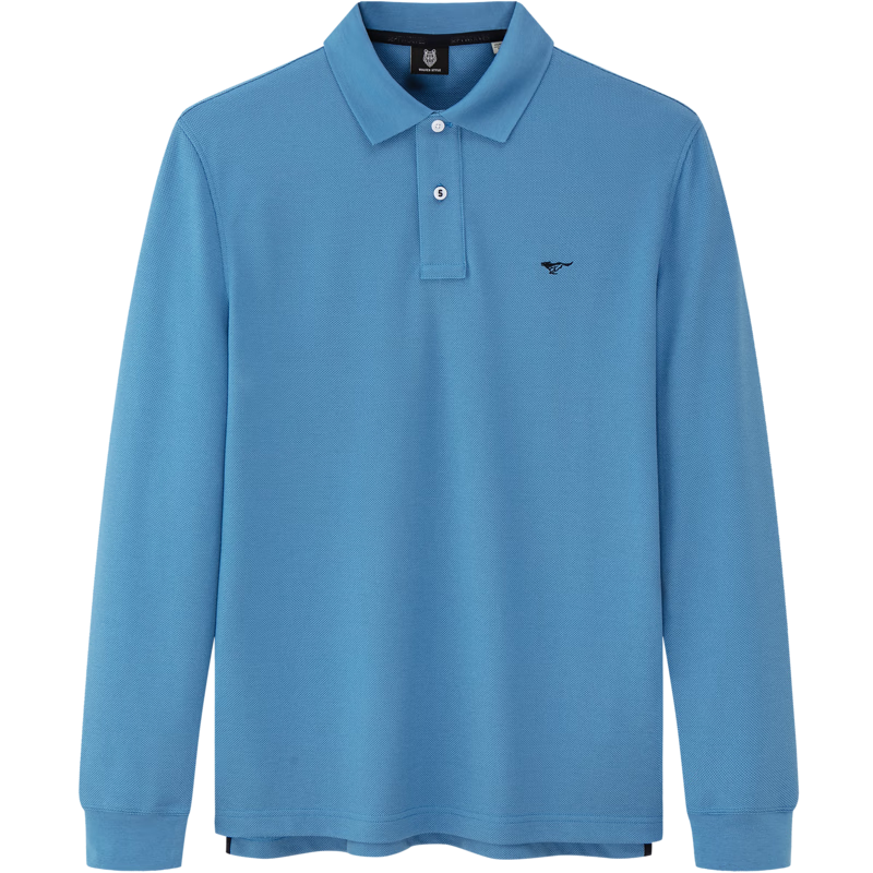 SEPTWOLVES Men's Long-Sleeve T-Shirt with Collar, Antibacterial, Temperature-Resistant, Color-Fast, Colorful Wolf Logo, Business Casual Breathable POLO Shirt