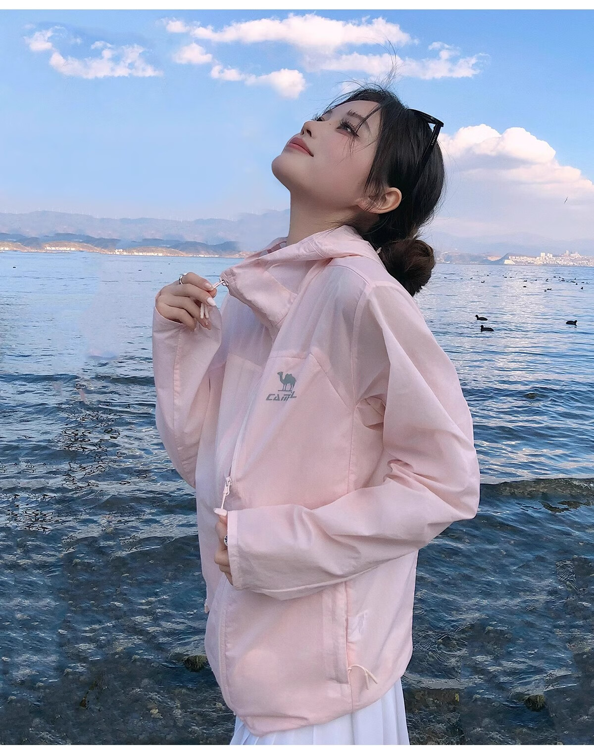 CAMEL [Xueshan Shell] Summer Sun Protection Clothing for Men And Women, Outdoor Sports Wear, Ice-Cool Loose Hooded New Lightweight Jacket 3