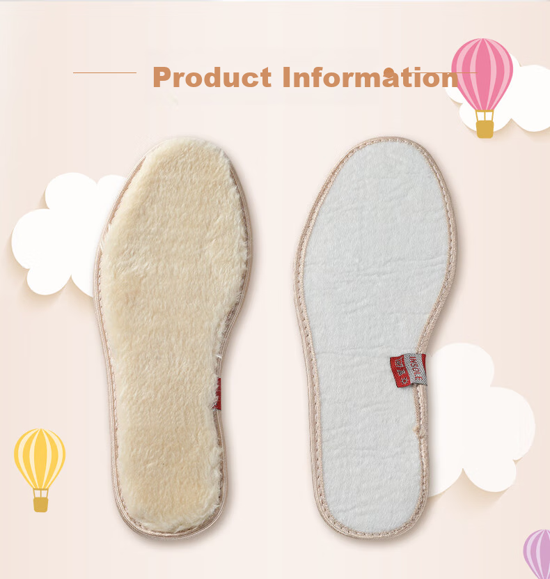 FOOTOPPO Children's Warm Insoles for Girls, Winter Wool Fleece-Lined Soft Plush Sweat-Absorbing Winter Wool Insoles for Boys 6