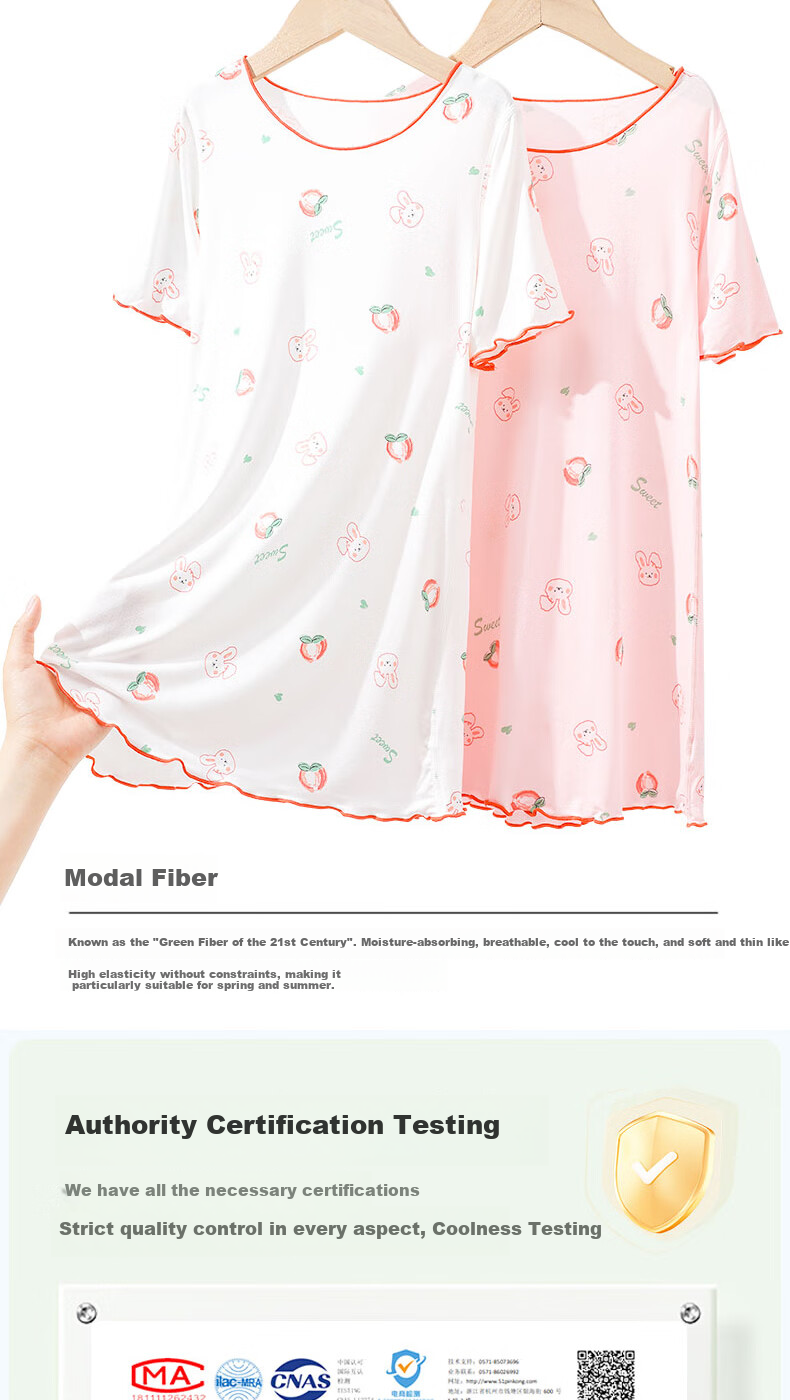 LangSha Girls' Nightgown Summer 2025 New Style Children's Modal Sleepwear Silk Girls' Home Dress Princess Style Robe 1