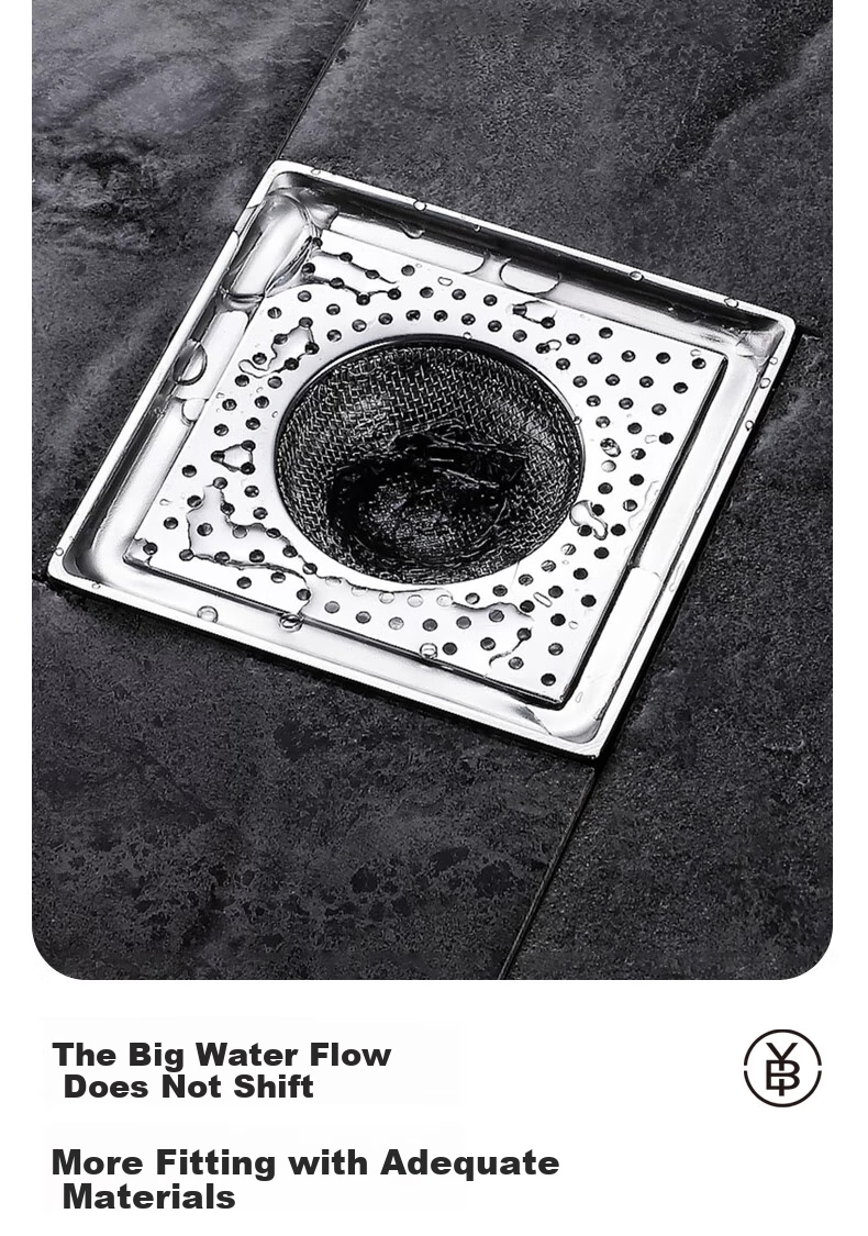 Bingyou Stainless Steel Floor Drain Filter, 2-Pack, Square Shape, Universal for Bathroom Drains, Anti-Clogging Hair Filter 9