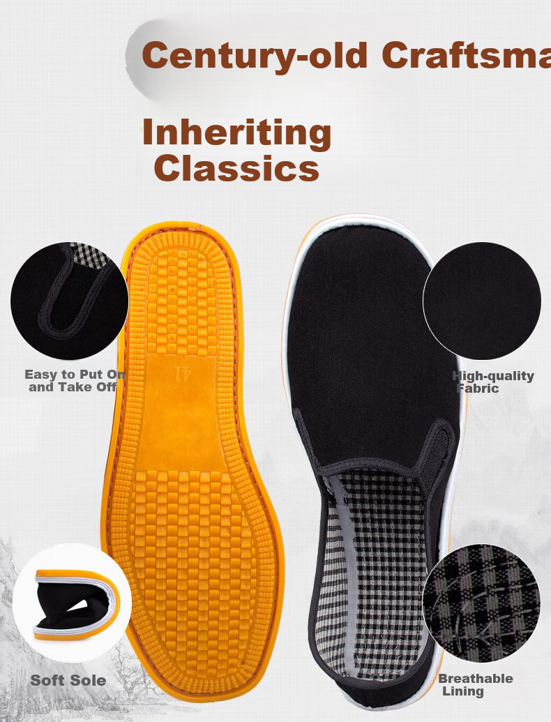 Laobaojia Old Beijing Cloth Shoes, Handmade Work Safety Shoes, Cowhide Sole Durable Wear-Resistant Flat Shoes, Unisex Style, Size 40 5