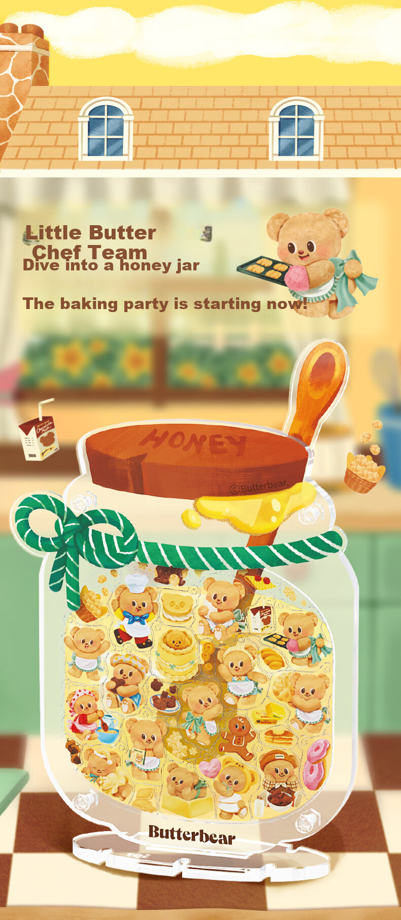 TOI Huiyichuan Puzzle Butter Bear, 32-Piece 3D Ornament, Handmade Toy, Birthday Gift, Bear in Honey Pot 2
