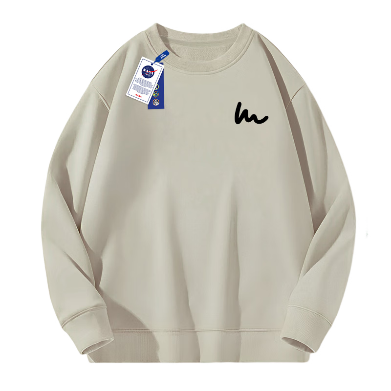 NASA GISS Sweatshirt for Men, Spring And Autumn Versatile Round Neck Long-Sleeve T-Shirt, Youth And Couple's Top Outerwear, Khaki, Size L