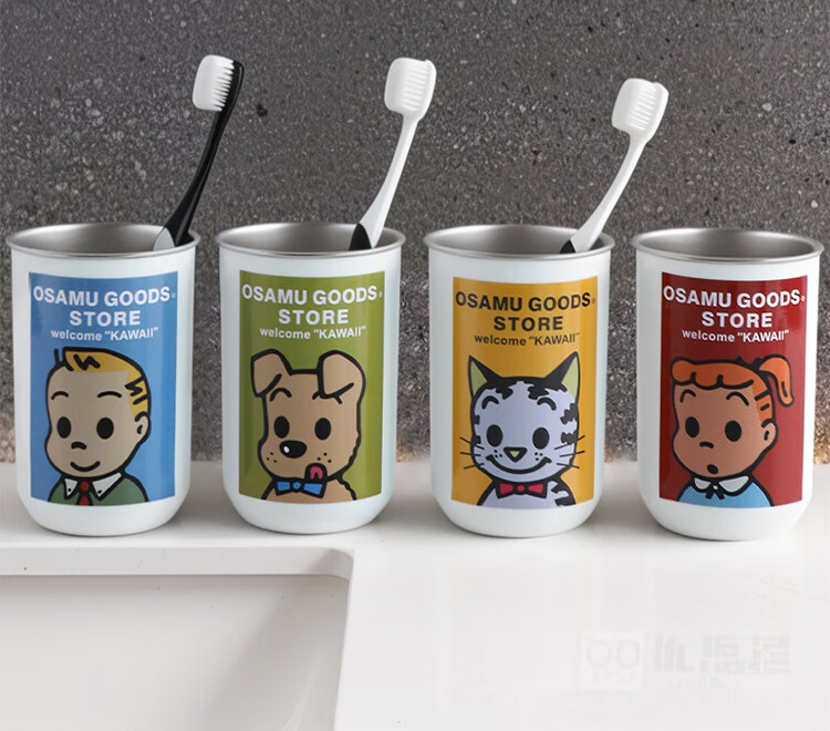 KATEI STORY Japanese 304 Stainless Steel Mouthwash Cup Toothbrush Cup for Children Couples Household Student Wash Cup 4