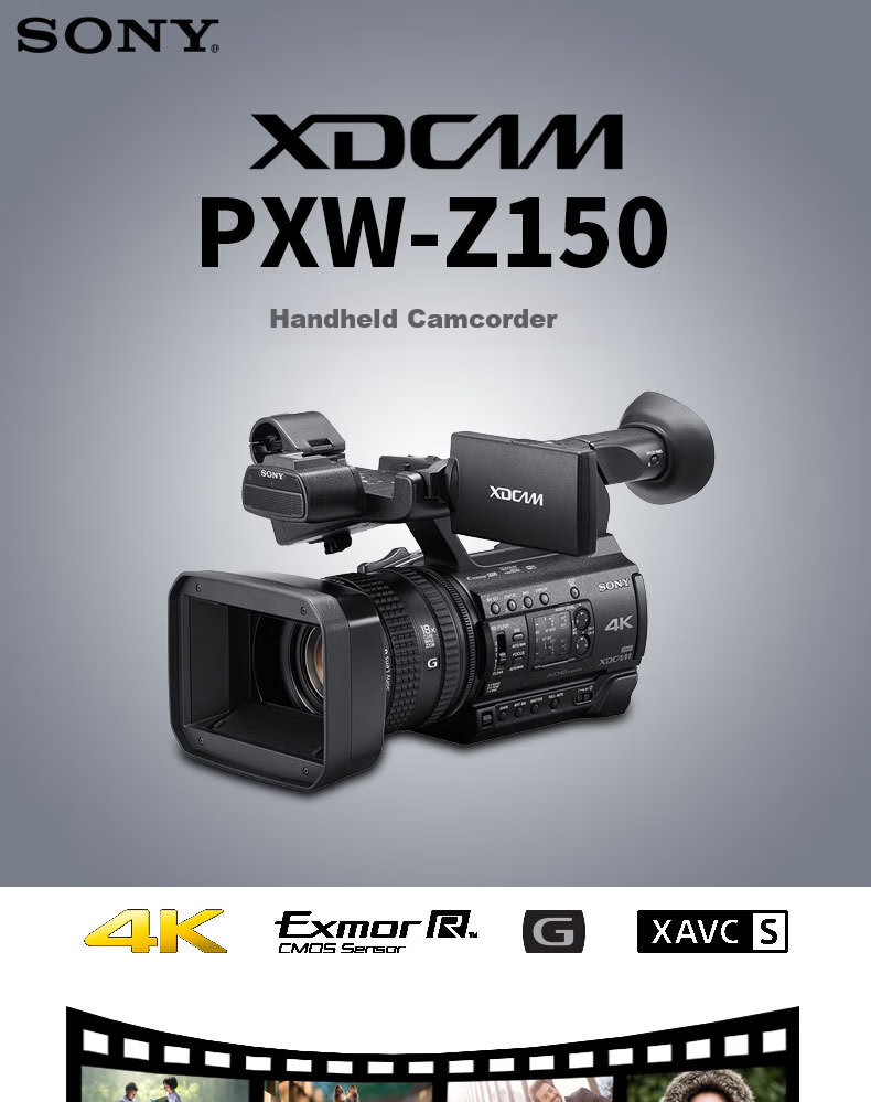 SONY PXW-Z150, 1-Inch 4K Handheld Broadcast-Grade Camcorder, 20 Megapixels, WIFI NFC, Infrared Night Vision, HD 120FPS, SDI+HDMI 1