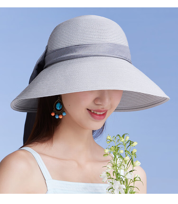 Shanghaigushi Women's Beach Hat, Seaside Sun Protection Hat with Wide Brim, Straw Hat for Travel And Outdoor Activities, Mid-Autumn Festival Gift 14