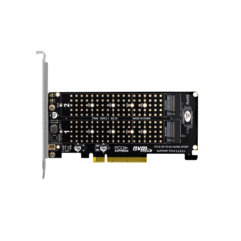 KELEPU NVMe Adapter Card PCIe 4.0 x8 to M.2 NVMe Dual Drive Expansion Card 64Gbps High-Speed x8/x16 Compatible PCIe 4.0/3.0 Supports 22110 SSD