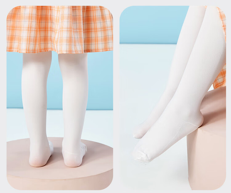 Minibala Children's Leggings, Girls' Dance Tights, Thin Four-Season Pantyhose, White Socks for Young Girls And Toddlers, 2-Pack 7
