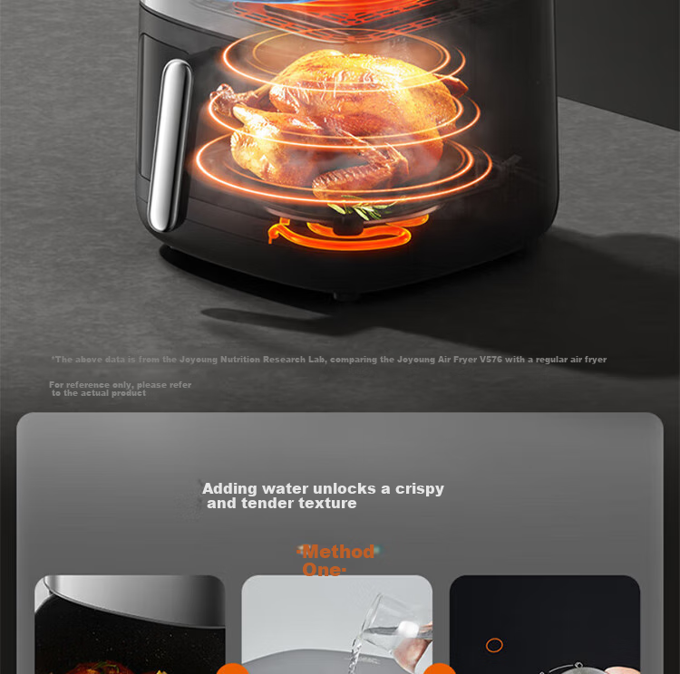 Joyoung Home Oil-Free Low-Fat French Fry Maker, 6.5L, No Flipping Required, Air Fryer with 3D Water-Filling Compartment, KL65-V576 11