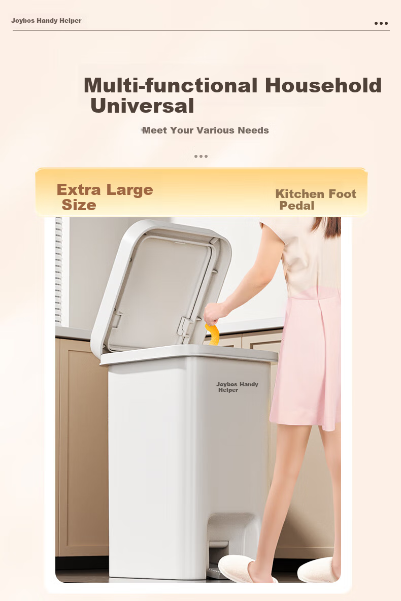 Jiabangshou Pedal Trash Can, 21.4L Capacity, Dual Opening Lid, Hand Press And Foot Pedal Operation, Large Size for Home Kitchen Use, High Capacity 9