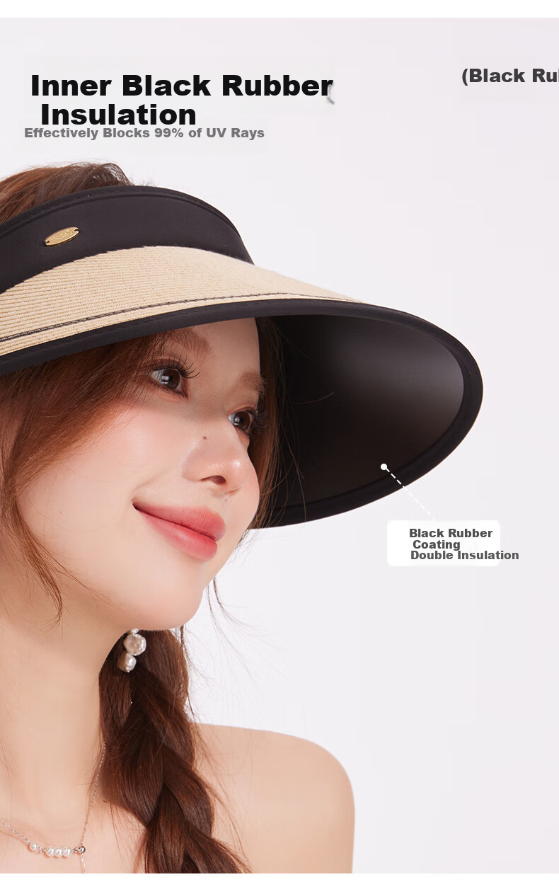 CACUSS Women's Summer Straw Sun Hat with Open Top, Wide Brim, Fashionable Floral Ribbon, Face-Slimming Sun Hat, Huaxin Coffee Color 5