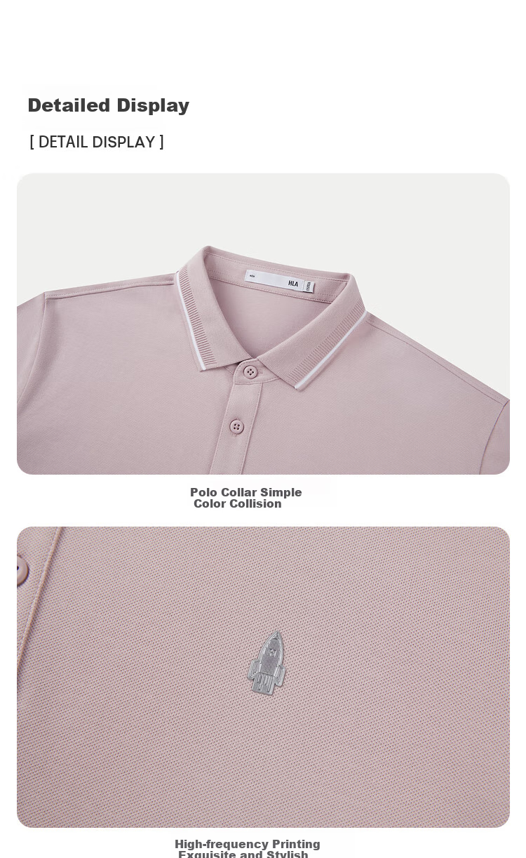 HLA Short-Sleeve Polo Shirt for Men, Cool And Stylish with Turn-Down Collar, Summer Wear 15