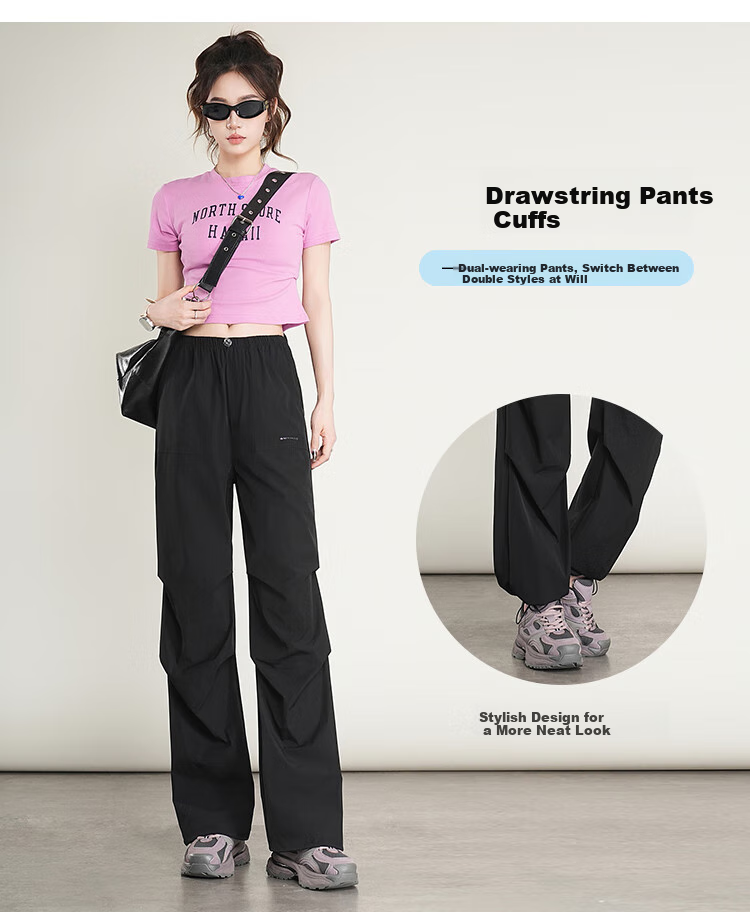 Ziyouxi Women's Cargo Pants, Summer Lightweight Ice Silk Quick-Dry Casual Wide-Leg Pants, 2026 New High-Waist Slimming Hiking Sports Trousers 7