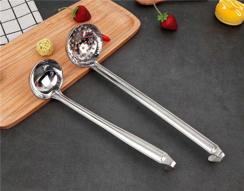 Caitang Thickened Stainless Steel Hooked Soup Ladle Long Handle Soup Spoon Hanging Soup Ladle Small 7CM Jingcang 6