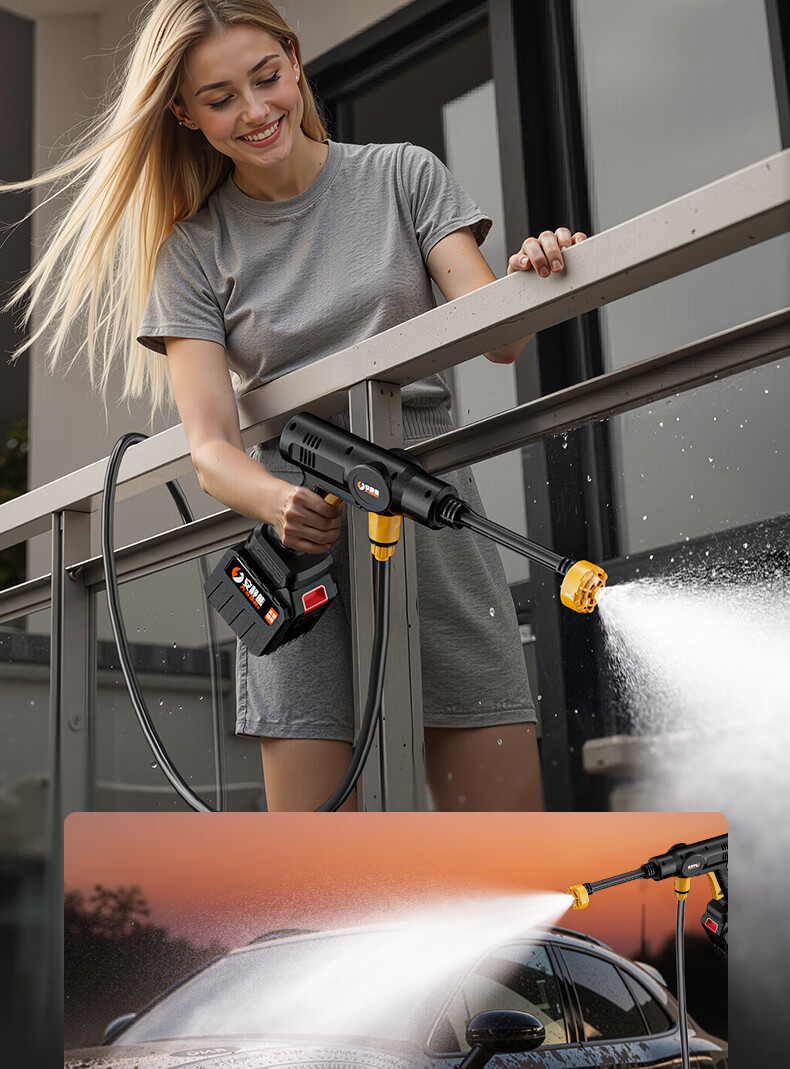 Quiet Bear Wireless High-Pressure Car Wash Gun Lithium Battery Rechargeable Electric Car Cleaning Water Gun 2