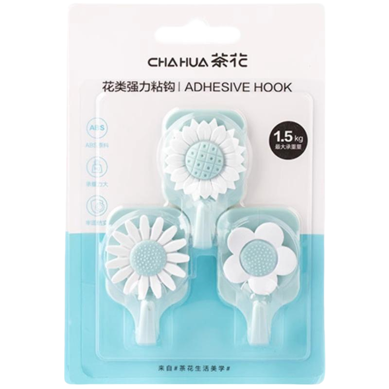 CHAHUA Hook Stickers, Strong Adhesive Hooks No Drilling Required, Bathroom Clothes Hanger, Kitchen And Bathroom Hooks, Random Colors, 3 Pieces