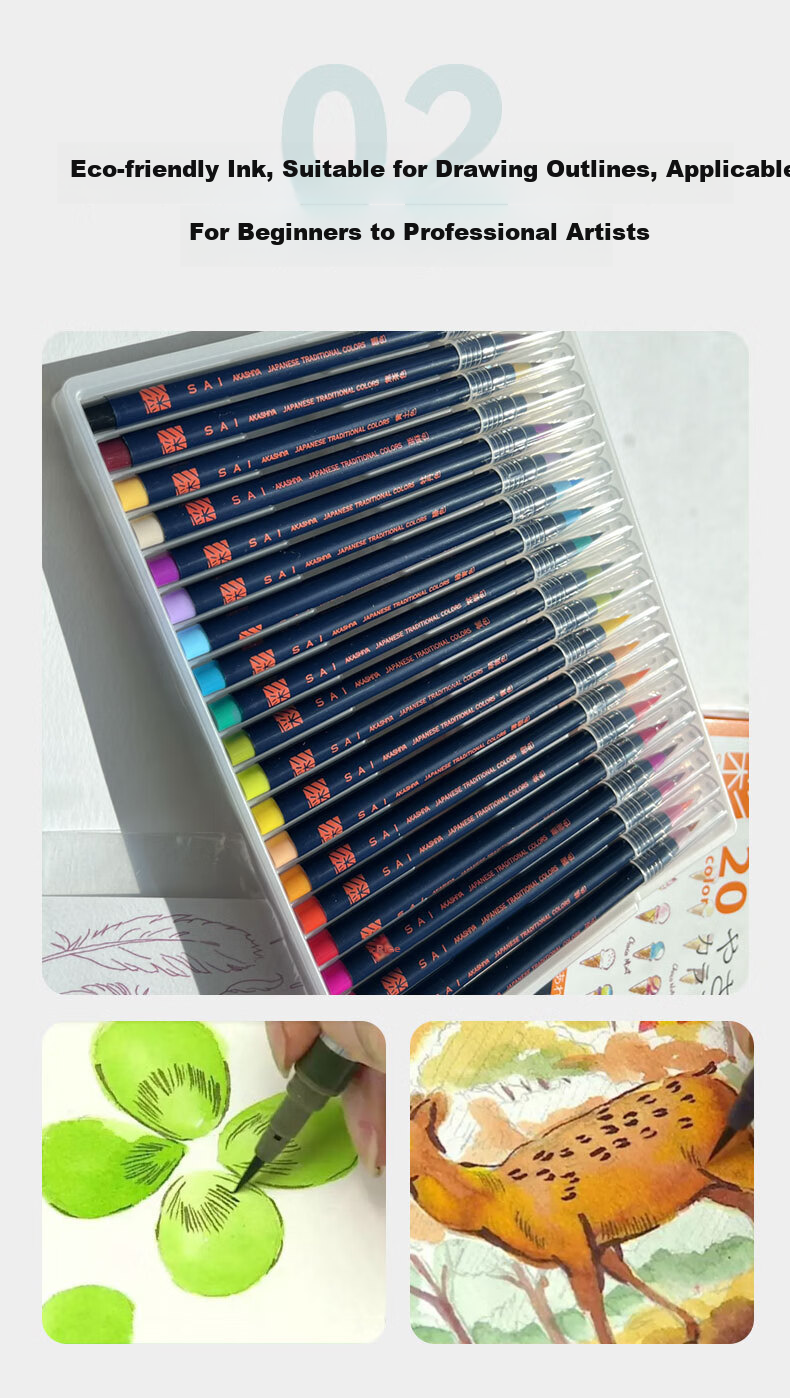 SAKURA SAKURA Soft Tip Watercolor Pen Set Gift, Non-Toxic Imported Ink, Washable Face Paint, Graffiti, Children's Art Supplies, Drawing Colored Pigment, Brush Pen, Journaling Soft Brush, 30 Colors 7