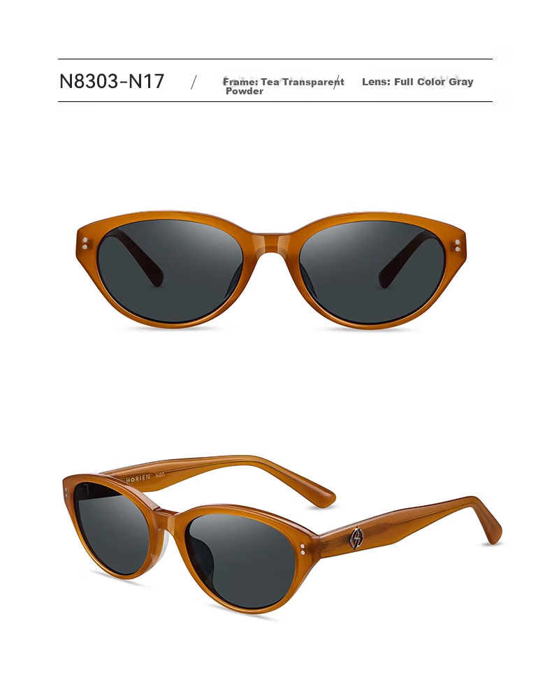 HORIEN Cat Eye Sunglasses, New Style for Men And Women, UV Protection, Sun Protection, Oval Frame, Trendy Small Frame, Retro Glasses 23