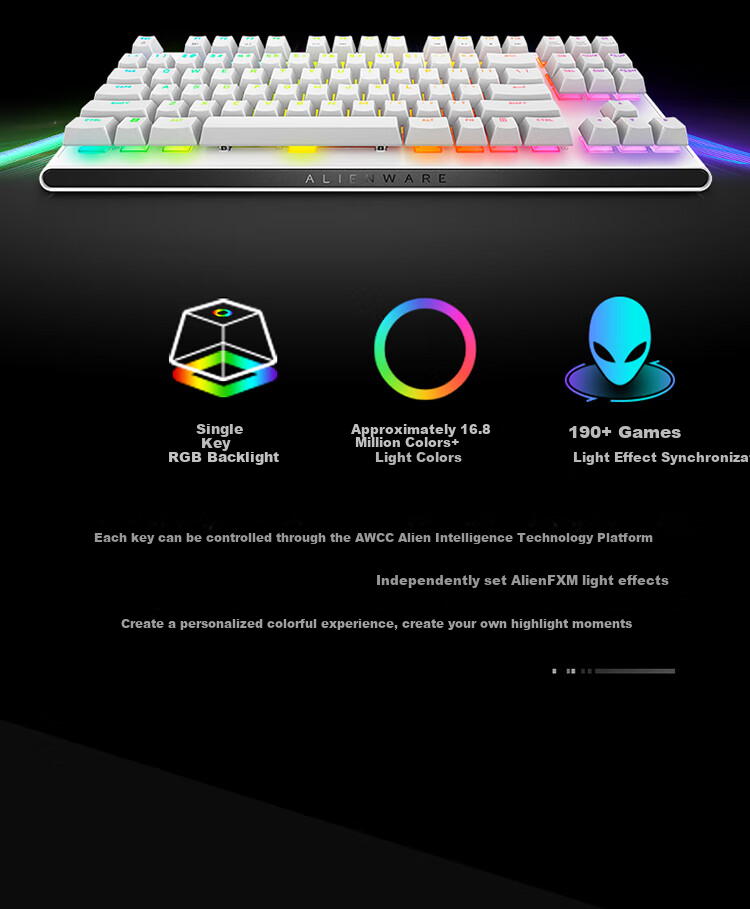 Alienware AW420K Wired Gaming Mechanical Keyboard with Red Switches, RGB Lighting, 87 Keys, TKL Layout, Fully Programmable, Holiday Gift, Black 11