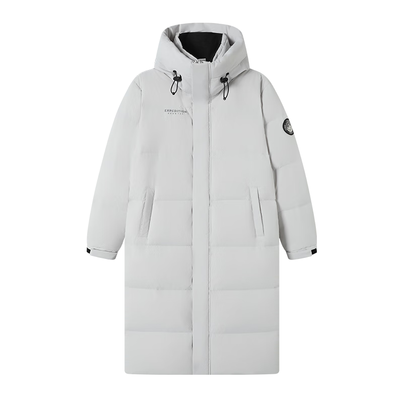JD Original High-Fill Power down Classic 90% Down Jacket for Men And Women, Long Style, Warm Autumn Winter Thick Coat, Pure Gray, XL