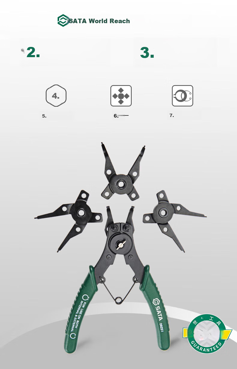 SATA Spring Pliers, Dual-Use Internal And External, Four-In Multifunctional, 5-Piece Spring Pliers Tool Set, 09251 2