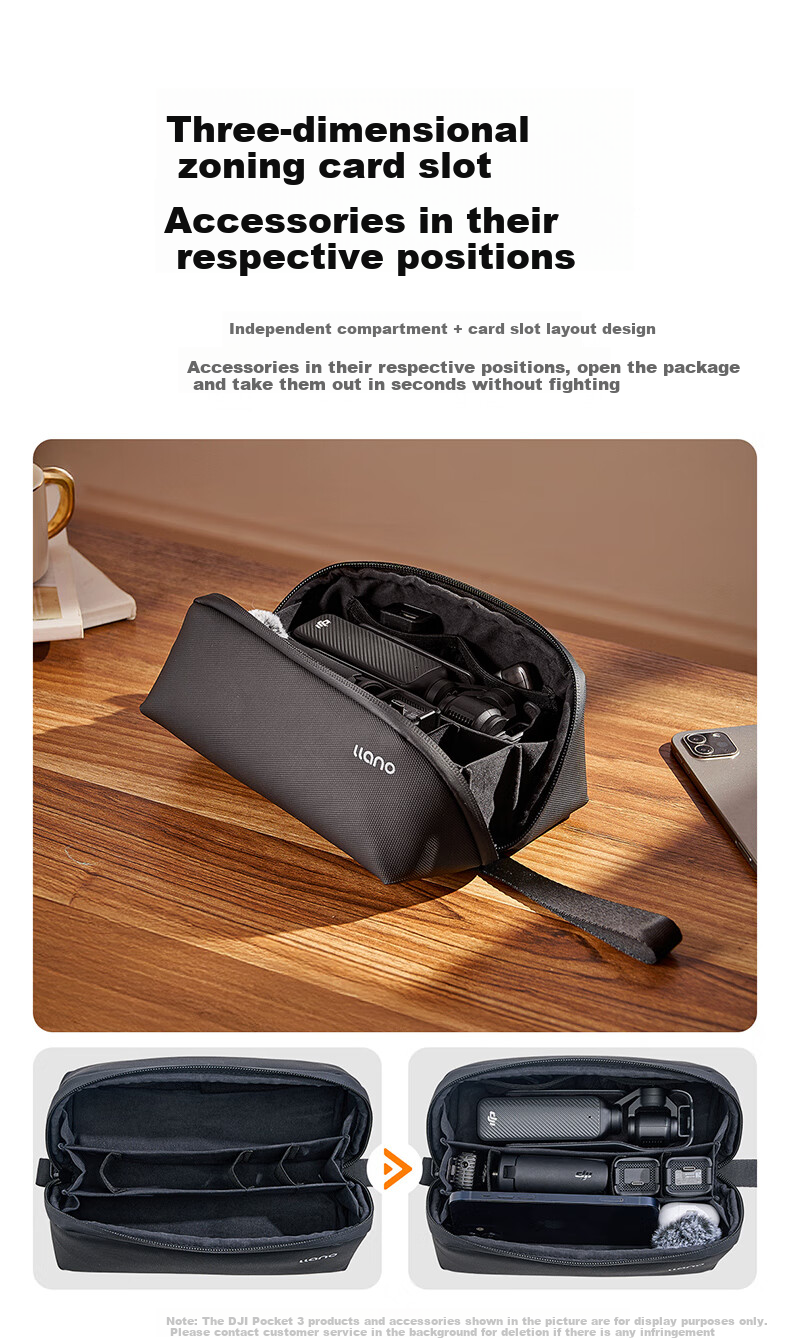 Llano DJI Pocket 4/3 Storage Case All-in-One Camera Bag Pocket Gimbal Protective Box Multi-Accessory Handheld Portable Travel Hard Shell Shockproof Pressure-Resistant Water-Resistant Bag 7
