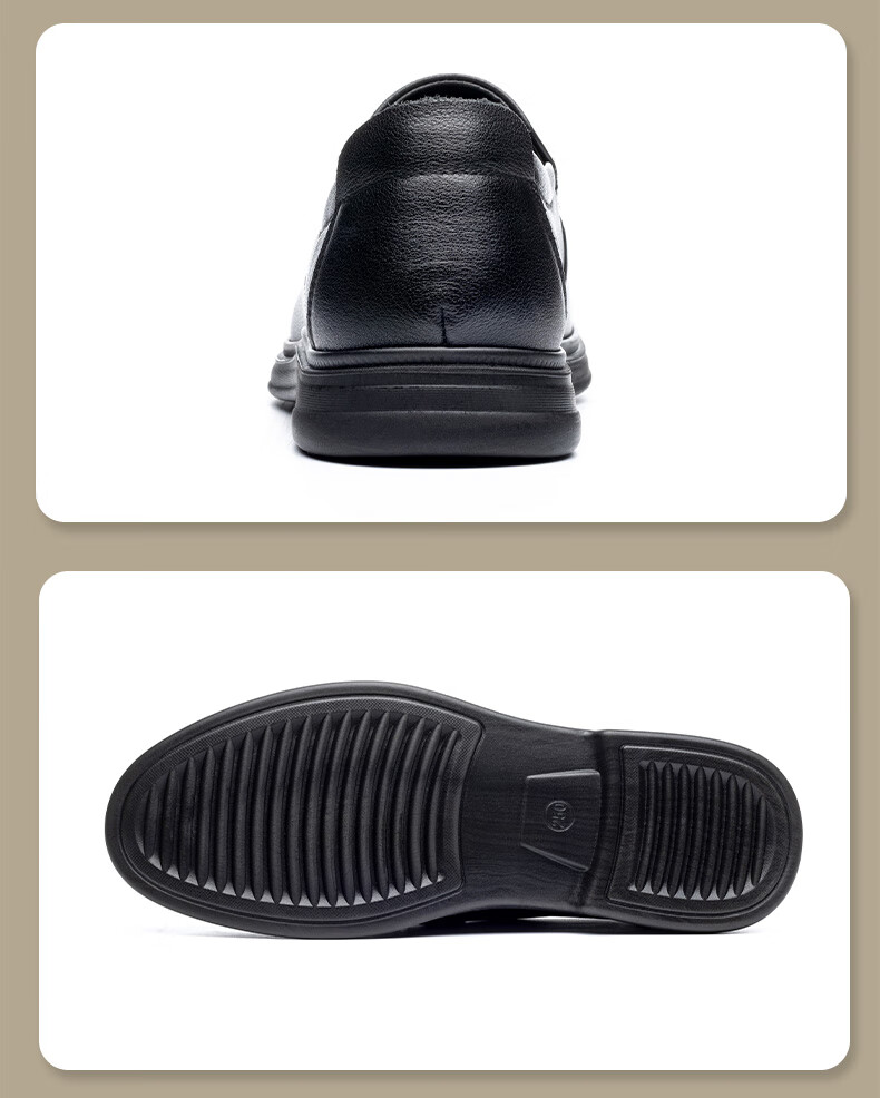 LAORENTOU Men's Business Casual Leather Shoes First Layer Cowhide Slip-On Driving Shoes Dad Shoes LA239 Black Size 40 19