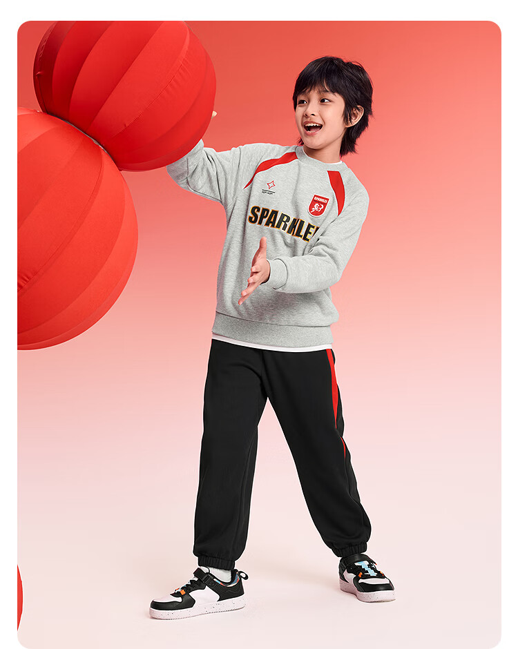 Balabala Kids Boys' Outfit 2025 New Spring Autumn Fleece Lined Red New Year Celebration Sportswear Trendy Cool 6