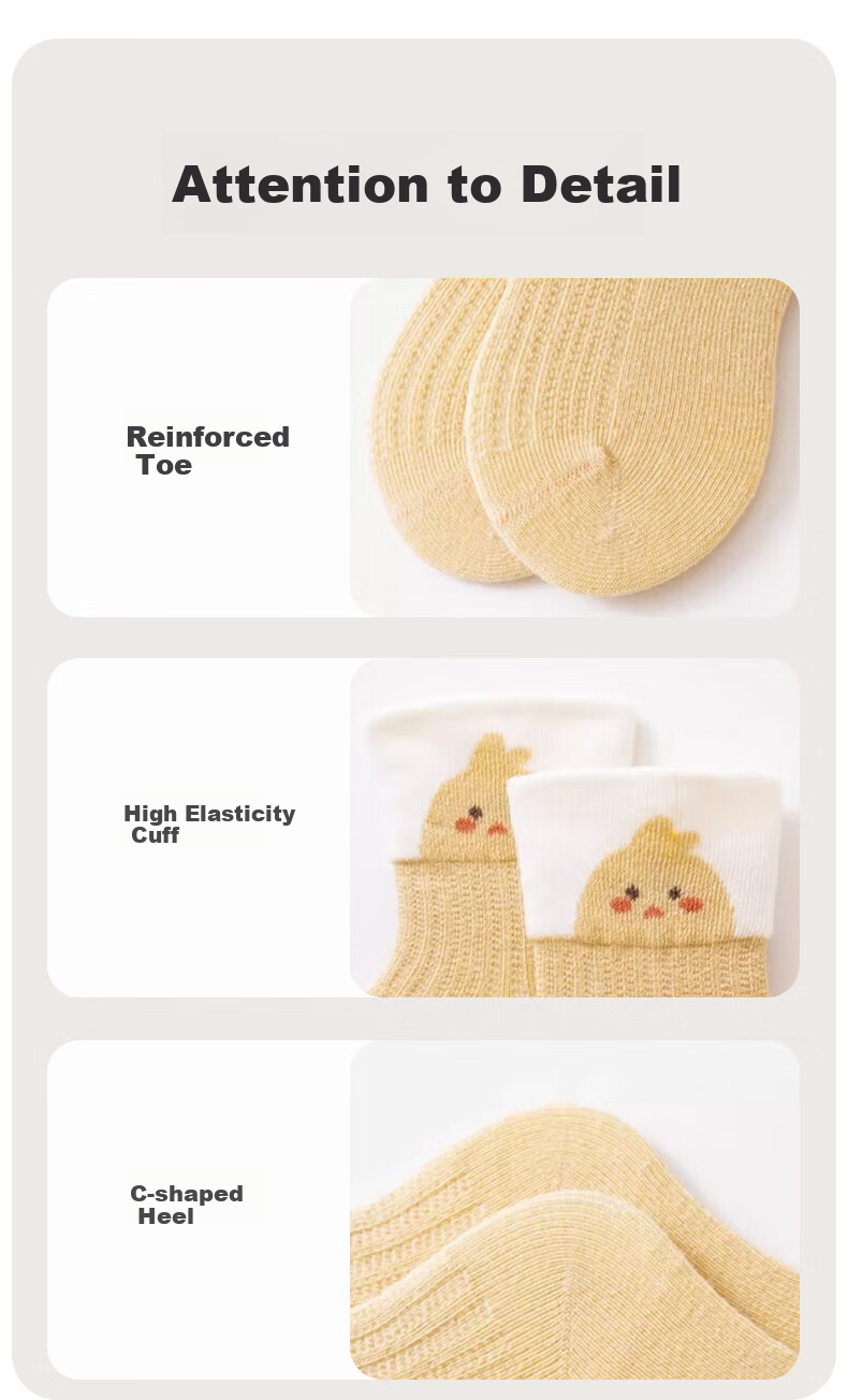 Aibaoshi Baby Socks, Spring And Autumn Newborn Socks, Mid-Calf Cotton Socks for Infants, Children's Socks And Foot Covers, 4 Pairs, Size S, S398 16